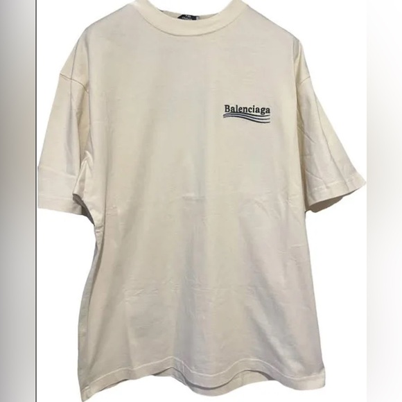 Balenciaga Political Logo T-Shirt Beige SZ M NWT